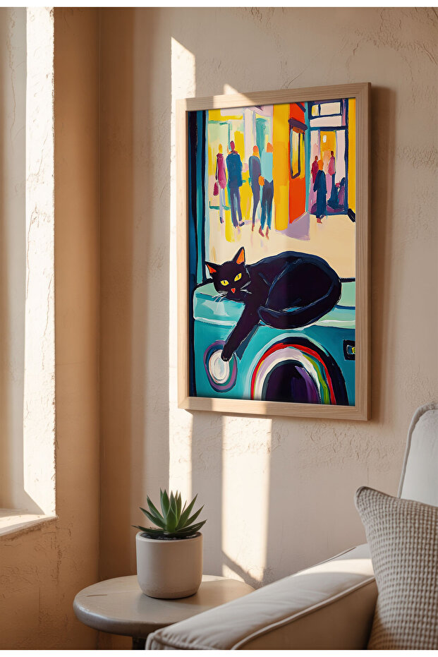 Black Cat Canvas Print – Digital Artwork on Unframed - Black Cat 03 - 3
