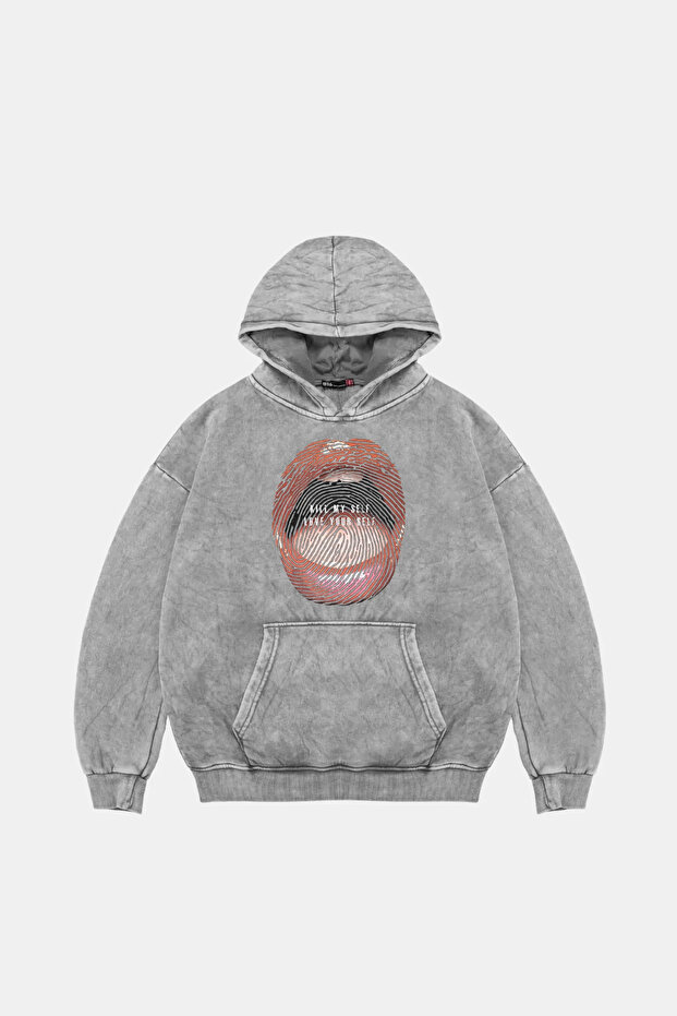 Love Your Self Printed Oversize Unisex Washable White Hoodie