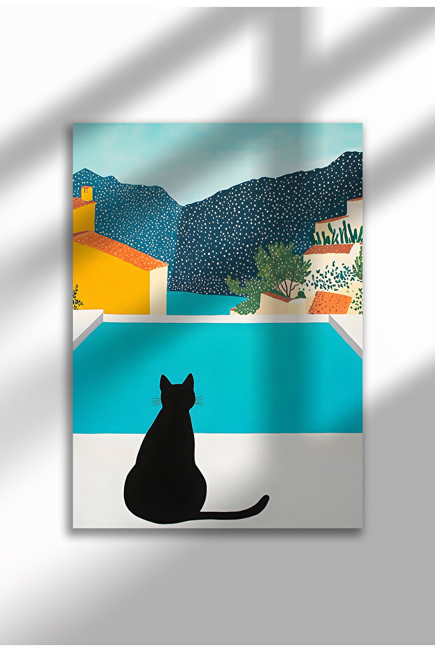 Black Cat Canvas Print – Digital Artwork on Unframed - Black Cat 01 - 1