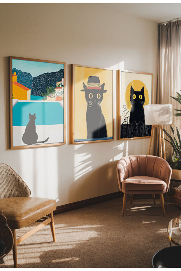Black Cat Canvas Print – Digital Artwork on Unframed - Black Cat 01 - 4