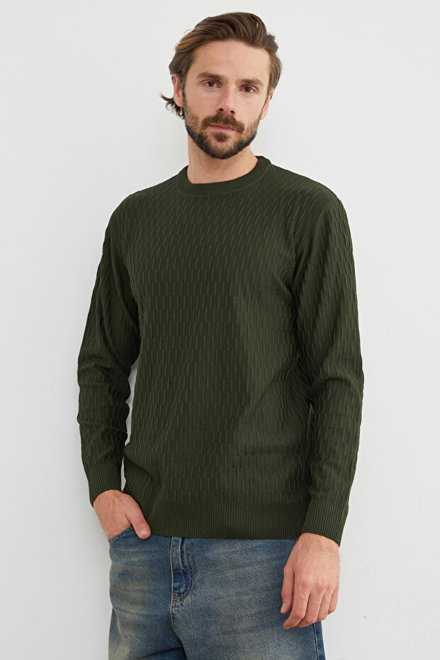 Basic Bisiklet Yaka Triko Kazak - 4