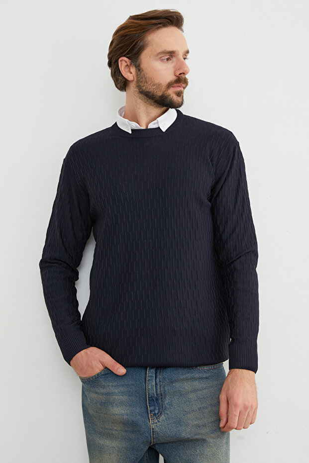 Basic Bisiklet Yaka Triko Kazak - 6