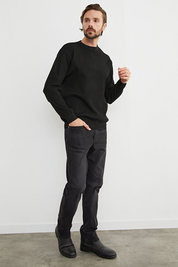 Basic Bisiklet Yaka Triko Kazak - 4