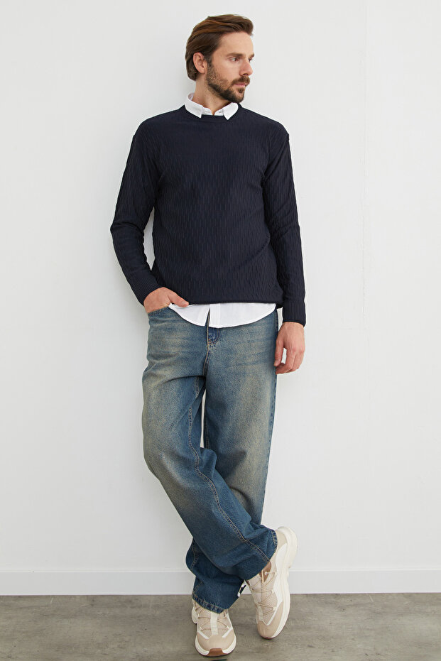 Basic Bisiklet Yaka Triko Kazak - 2