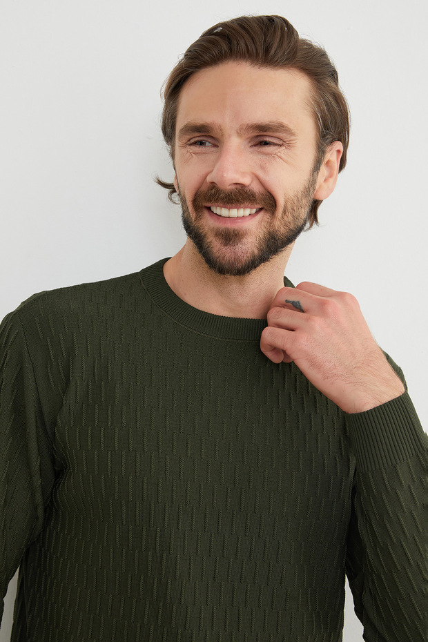 Basic Bisiklet Yaka Triko Kazak - 1