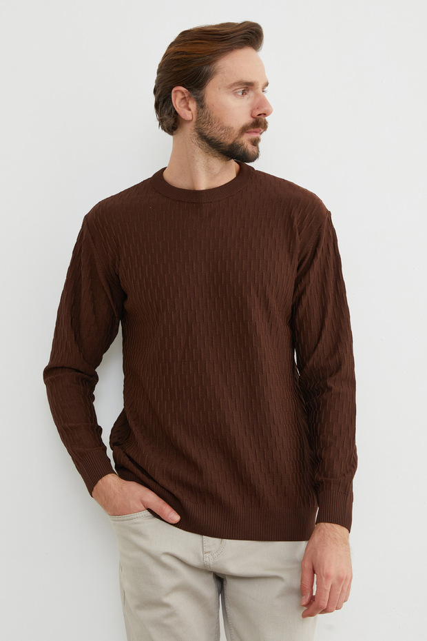 Basic Bisiklet Yaka Triko Kazak - 4