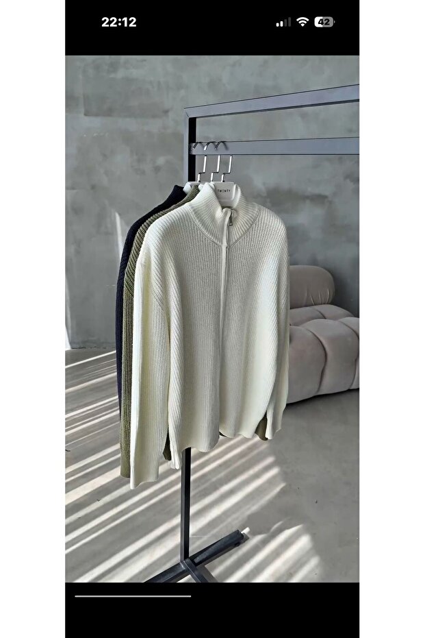 Oversize Erkek Triko Feumarli Ceket - 4