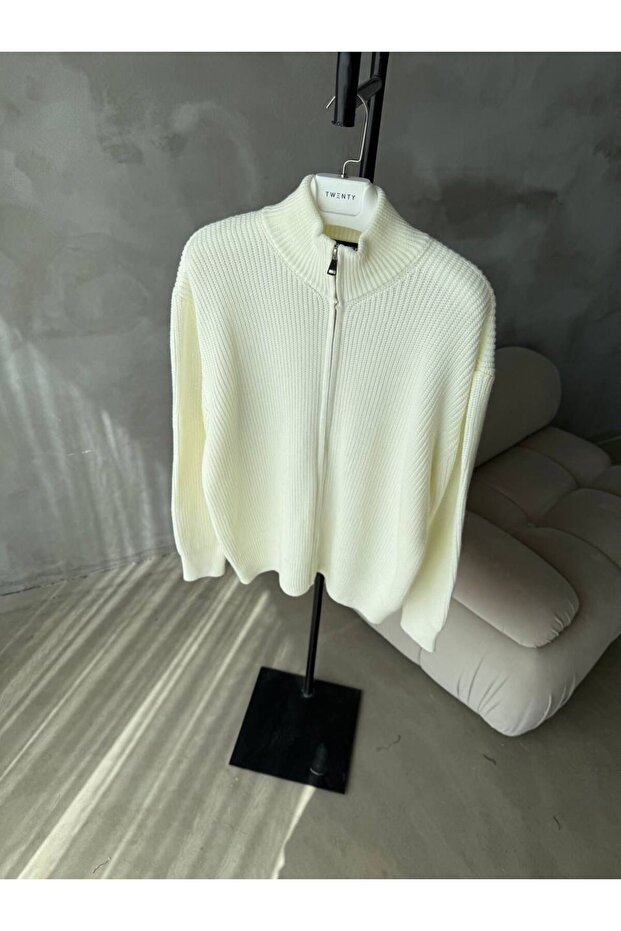 Oversize Erkek Triko Feumarli Ceket - 1