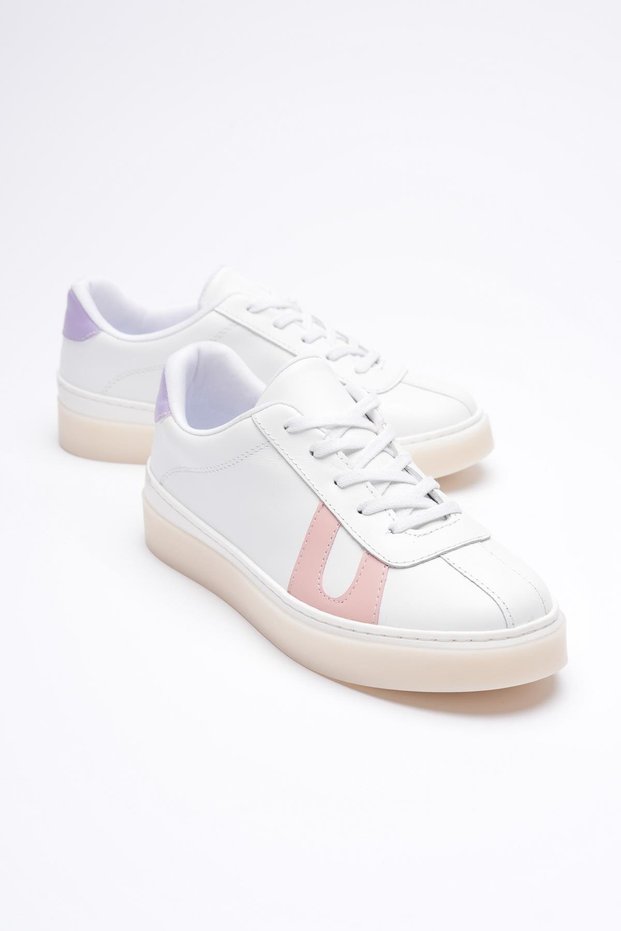 Women's Genuine Leather White Powder Lilac Sports Shoes Sneakers Casper