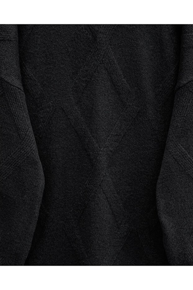 تونيك تريكو ناعم بنقشة البقلاوة - أسود - 6