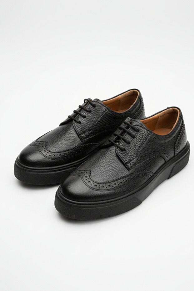 Black 100% Genuine Leather Ultra Comfortable Men's Casual Shoes Luass27Al0048