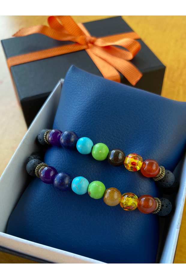 Natural Stone Chakra Bracelet (for Couples), 7 Chakra Bracelet