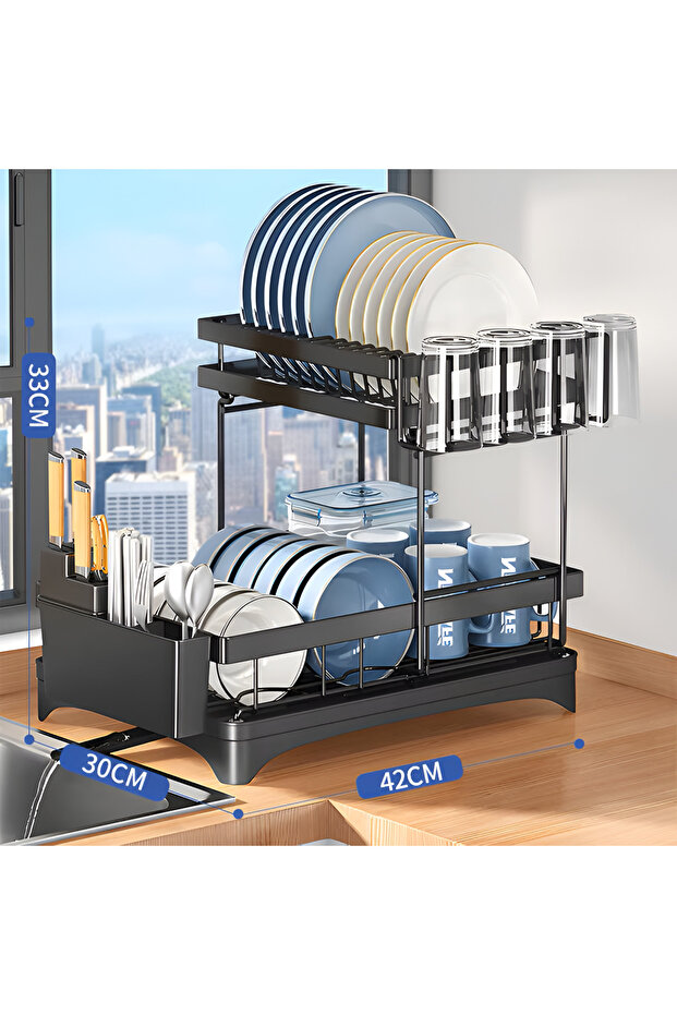 Dish Drying Rack for Kitchen Counter, 2 Tier Stainless Steel crockery Drying stand