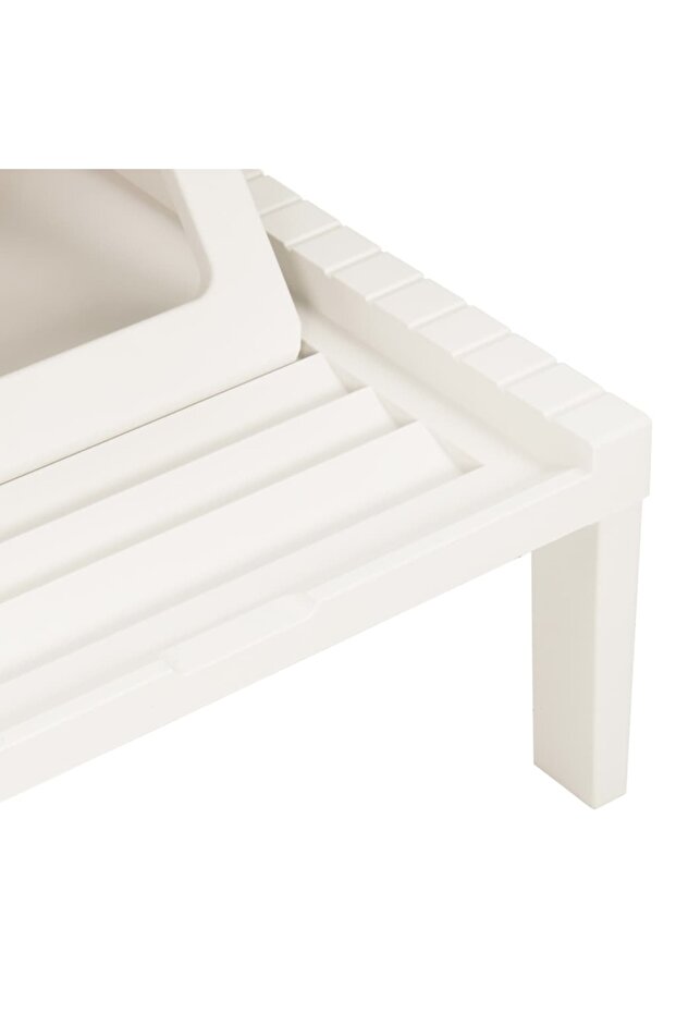 Șezlong, alb, plastic - 5