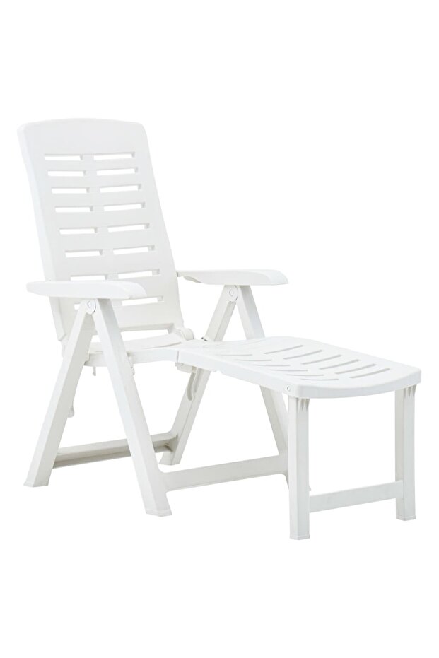 Folding Sun Lounger Plastic White