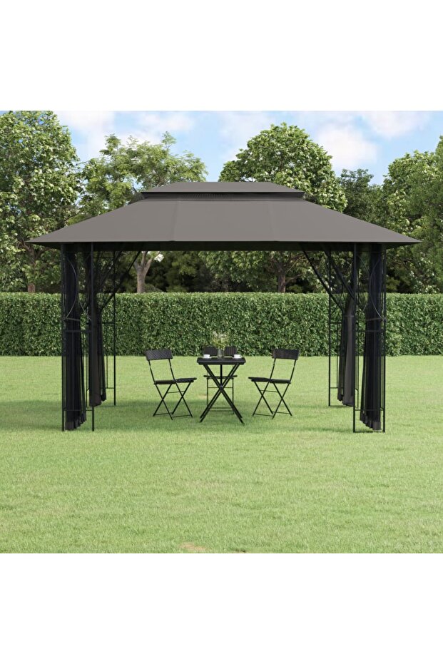 Gazebo with Sidewalls Anthracite 400x300x270 cm Steel
