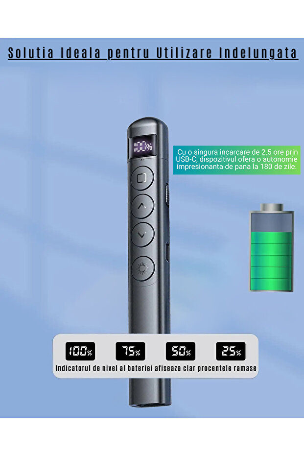 Presenter Laser Pointer 200m LEBLOU, Wireless, 2.4 Ghz, Compatibil Windows, Mac OS, Android - 8