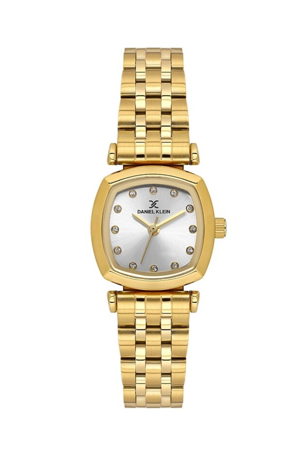 Dk.3.10060-2 Square Dial Stone Design 3 Atm Water Resistant Gold Color Women's Wristwatch