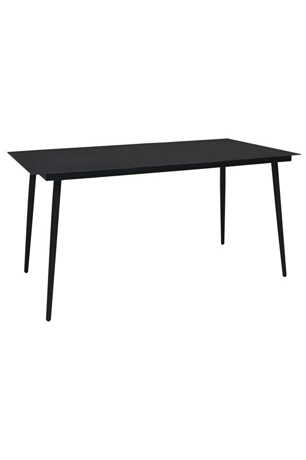 Garden Dining Table Black 150x80x74 cm Steel and Glass