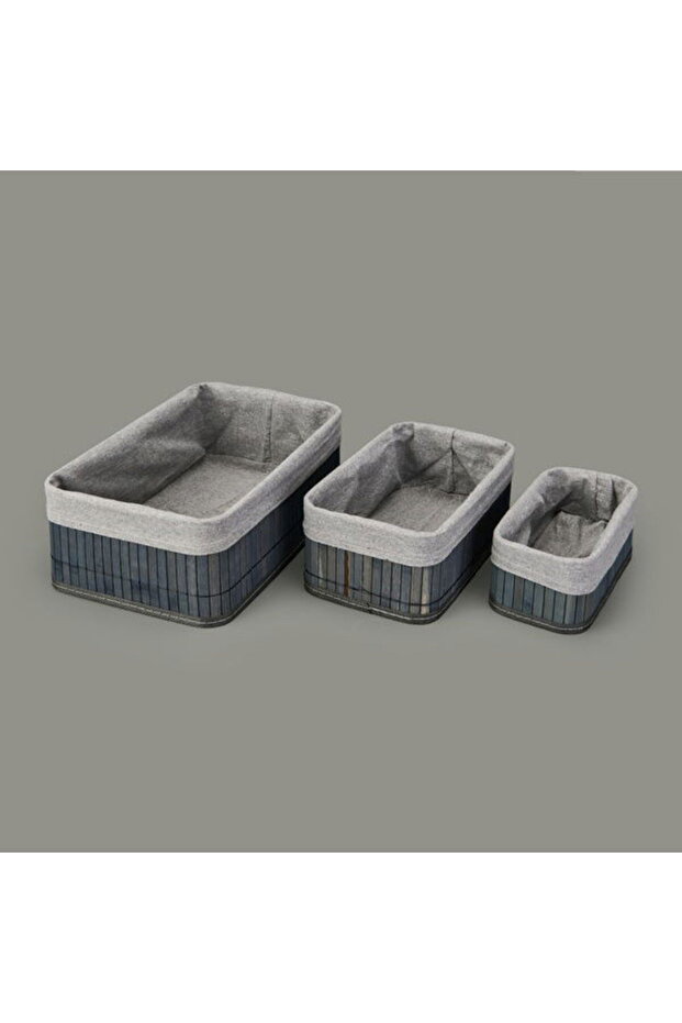 3-Piece Multi-Purpose Rectangular Decorative Basket - Gray - 4