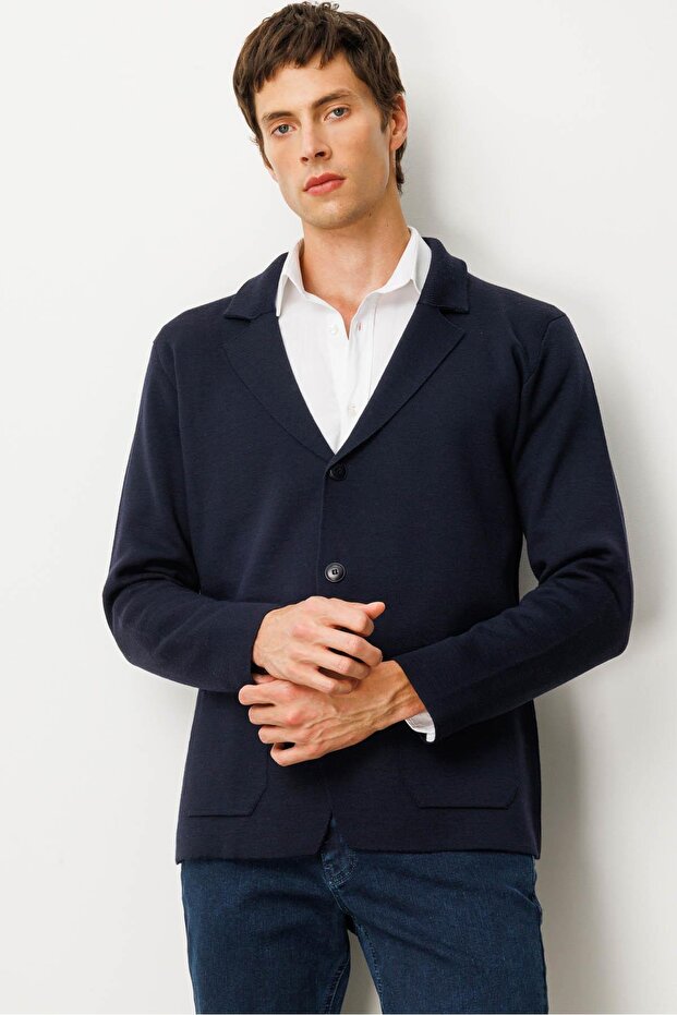 Men's Pocketed Blazer Jacket Navy Blue