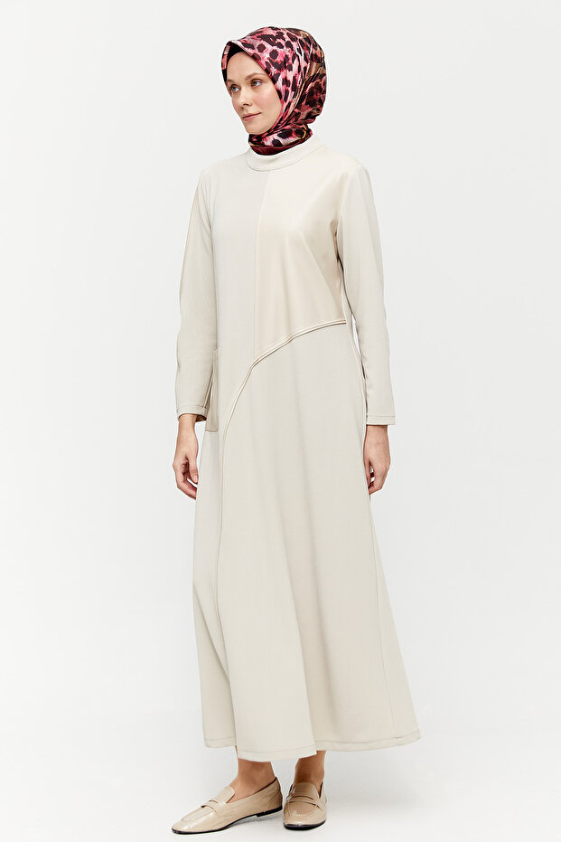 Deri Detaylı Elbise - 2