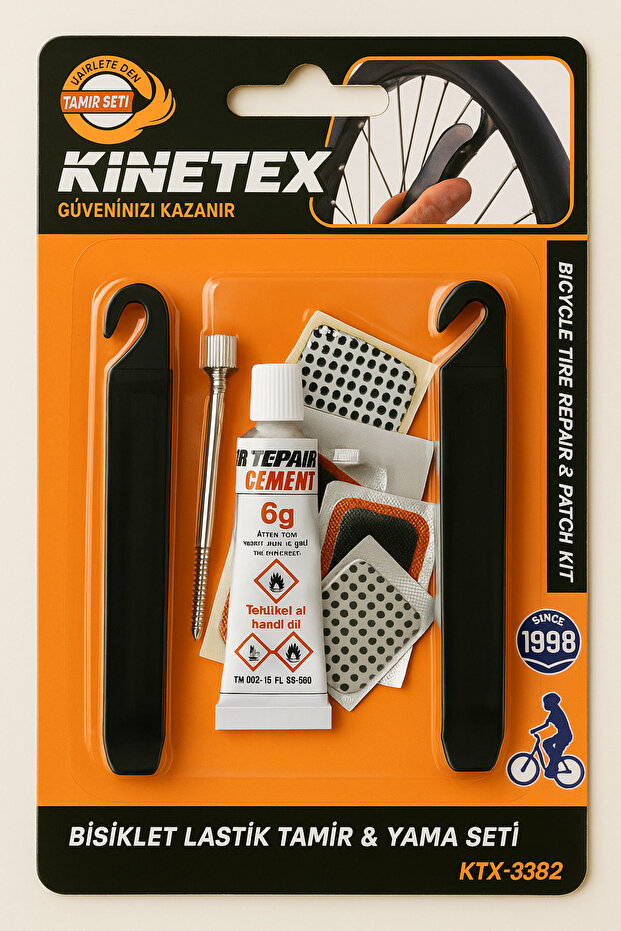 Bisiklet Lastik Tamir Yama Seti Levyeli Zımpralı Solisyonlu İğneli Set - 1