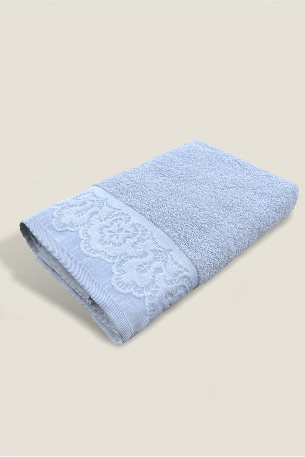 Milano Bath Towel 100% Cotton Certified Guipure Pattern 90X140Cm - Gray (1 Piece)