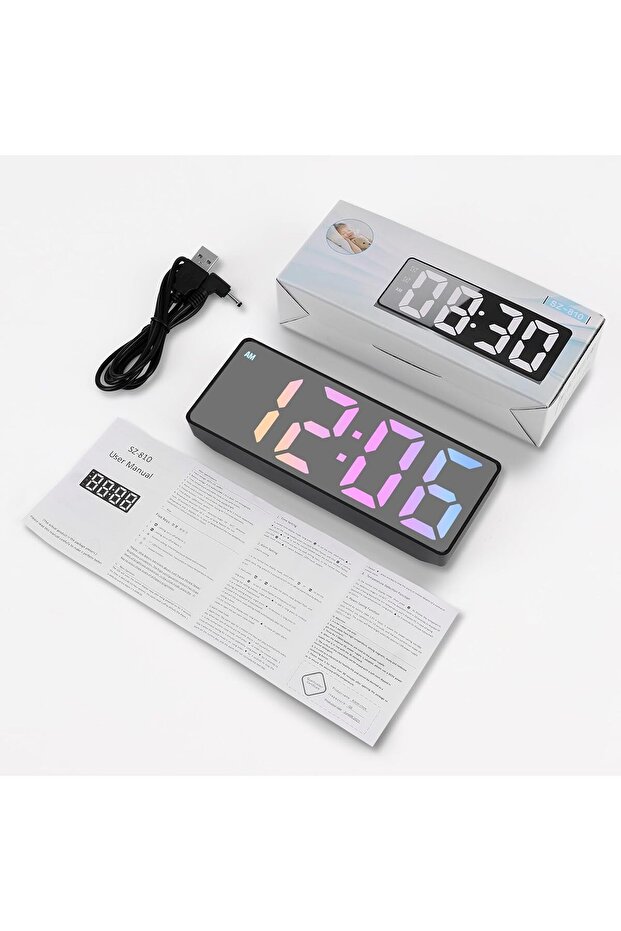 MEPOWER LED Digital Alarm Clock 16W x 6.1H cm with Large Display, USB Charging, Alarms - 7