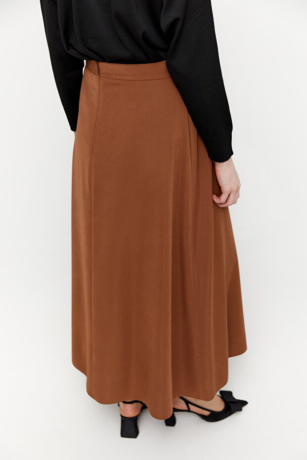 Süs Düğmeli Evaze Etek - 6