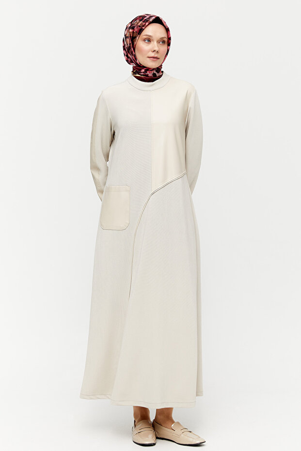 Deri Detaylı Elbise - 3