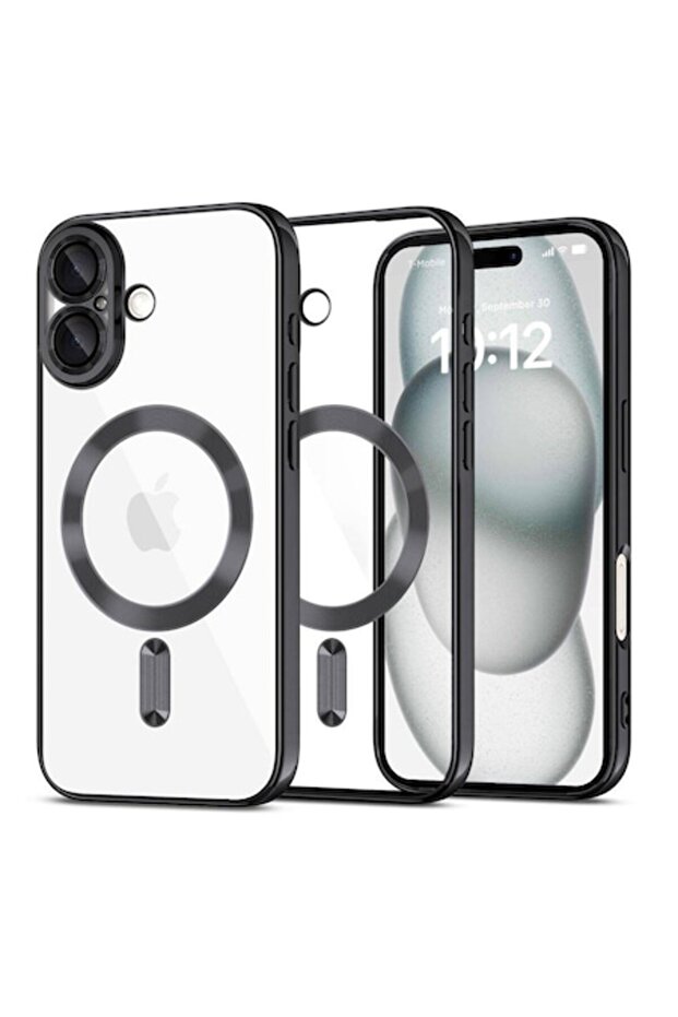 MagSafe Protective Case for iPhone 17, Optim Solution, Black/Clear, Antishock, Metallic Design - 1