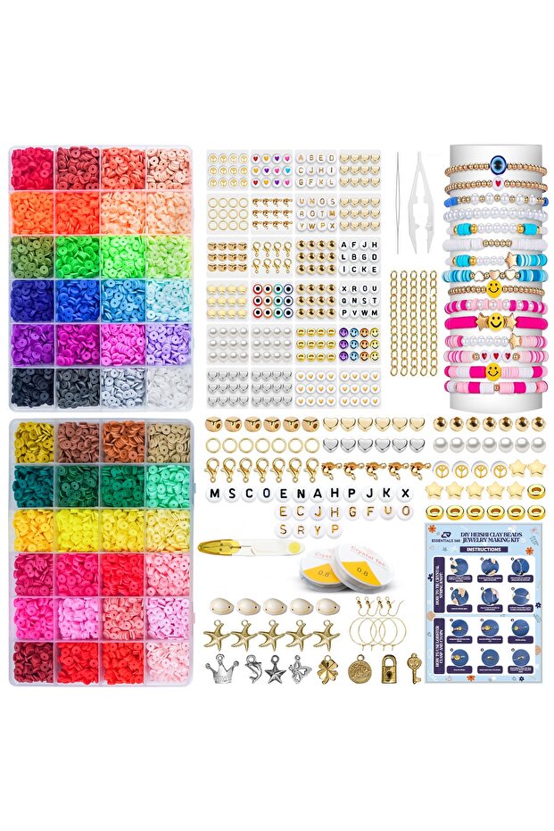Clay Beads Bracelet Making Kit, 11,000 Pcs 48 Colors DIY Jewelry kit Polymer Beads