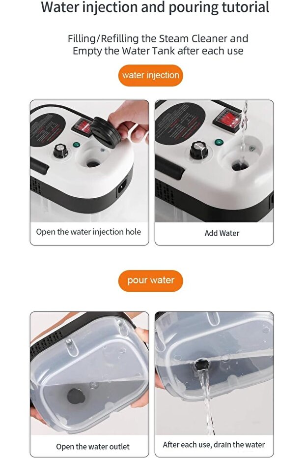 2500W High Pressure Portable Steam Cleaner – Handheld Steamer for Home, Kitchen, Car, Upholstery &