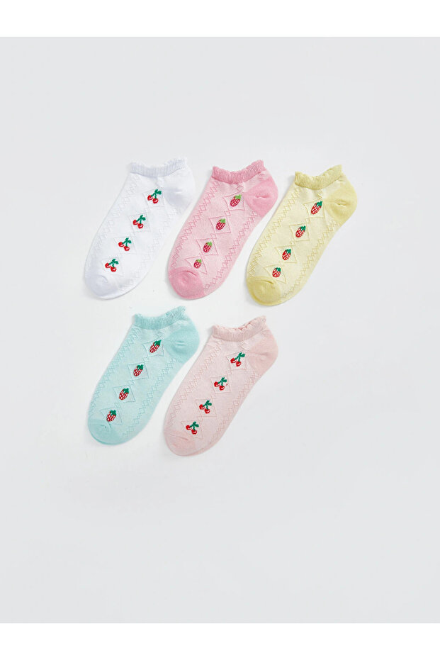 Lcw kids white patterned girl's booties socks 5-pack