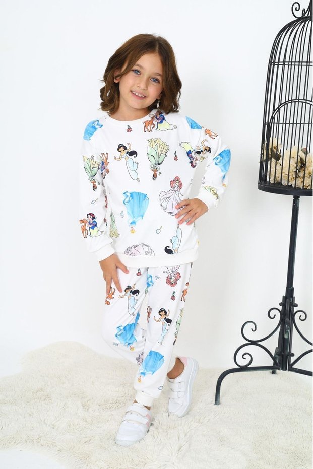 Girl's Trend Printed Children's Two-Piece Tracksuit Set 3-10 Years Old 12141