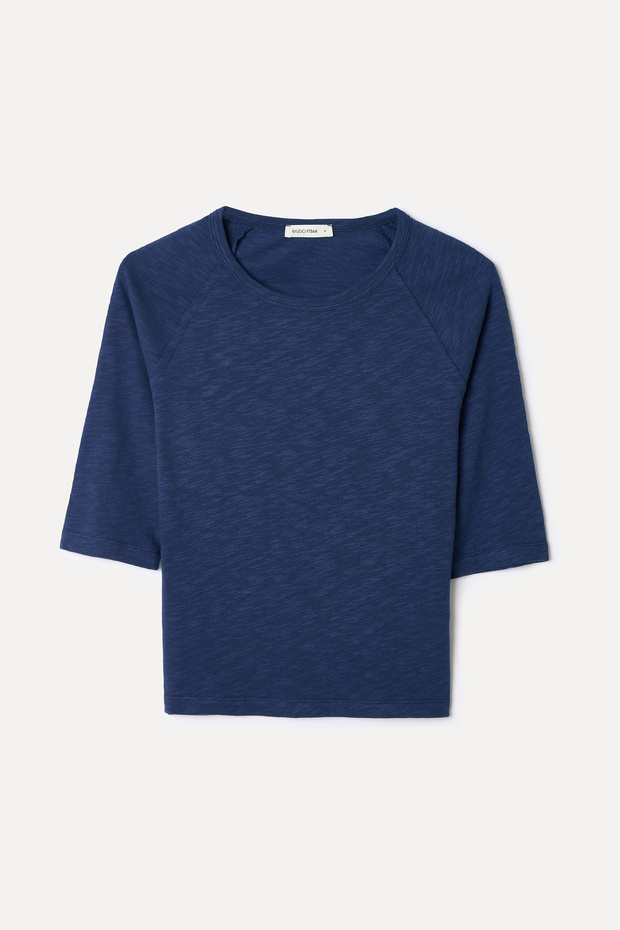 Women's Navy Blue 3/4 Sleeve Crew Neck T-Shirt