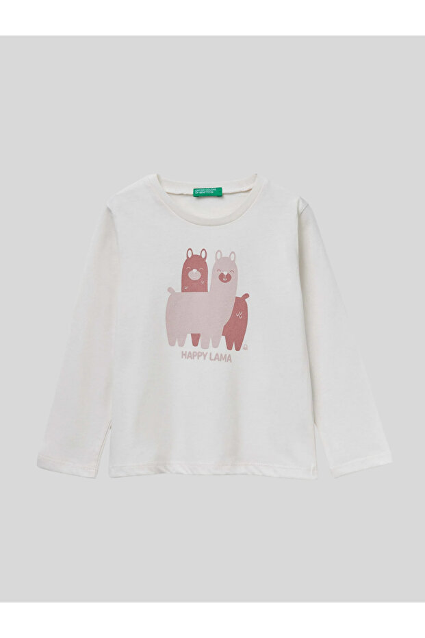 Girl's Printed Sweatshirt 1-6 Years Old Ecru