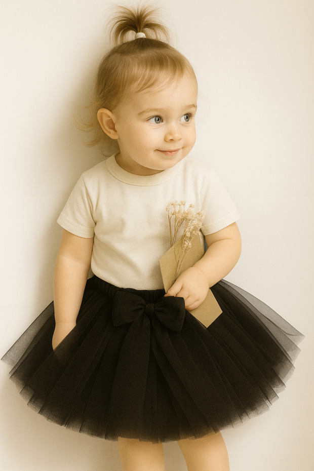 Baby Girl Lined Tutu Skirt with Buckle on the Front and Elastic Waist