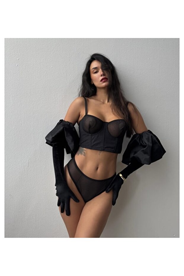 Kapsız simli büstiyer takımı - 1