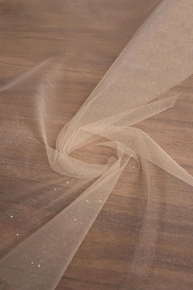 Victorian Glitter Tulle Beige Color Fabric