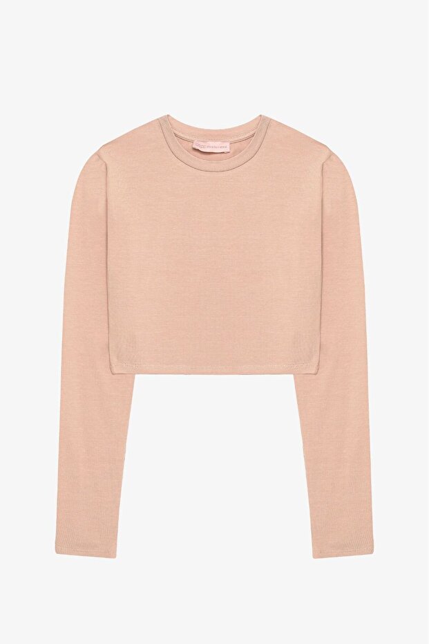 بلوزة أساسية بأكمام طويلة وياقة دائرية - 1