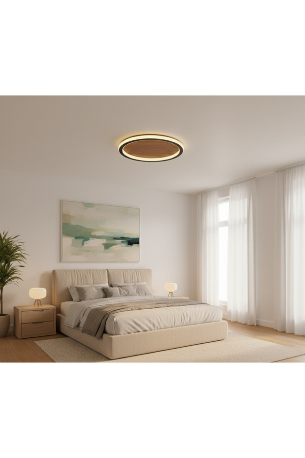 Plafonyer Led Avize Ahşap 40 Cm - 4