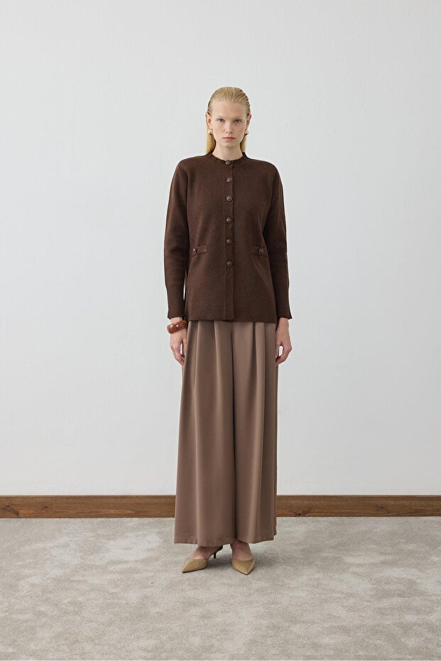 ALBA ÇELİK ÖRME TRİKO HIRKA KAHVE - 5