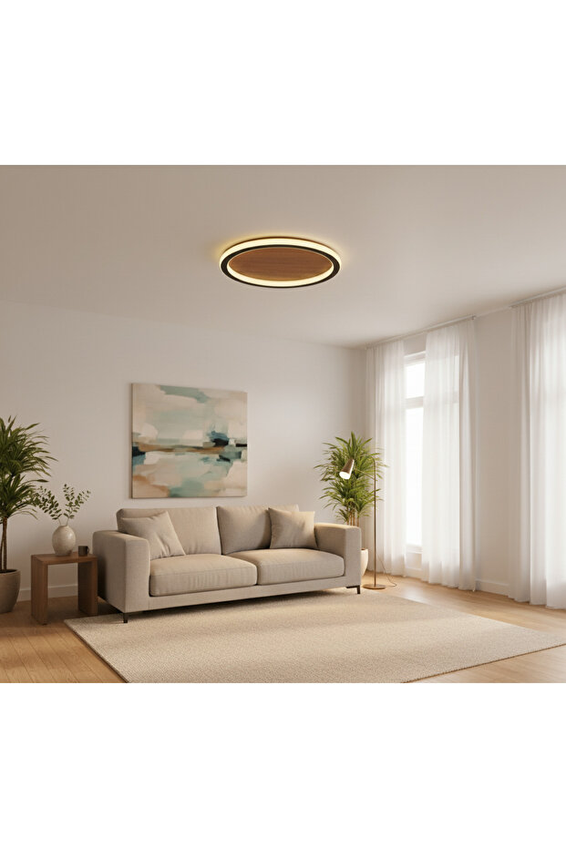 Plafonyer Led Avize Ahşap 40 Cm - 1