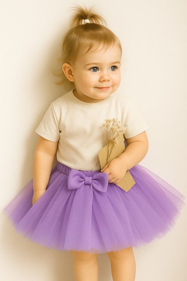 Baby Girl Lined Tutu Skirt with Buckle on the Front and Elastic Waist