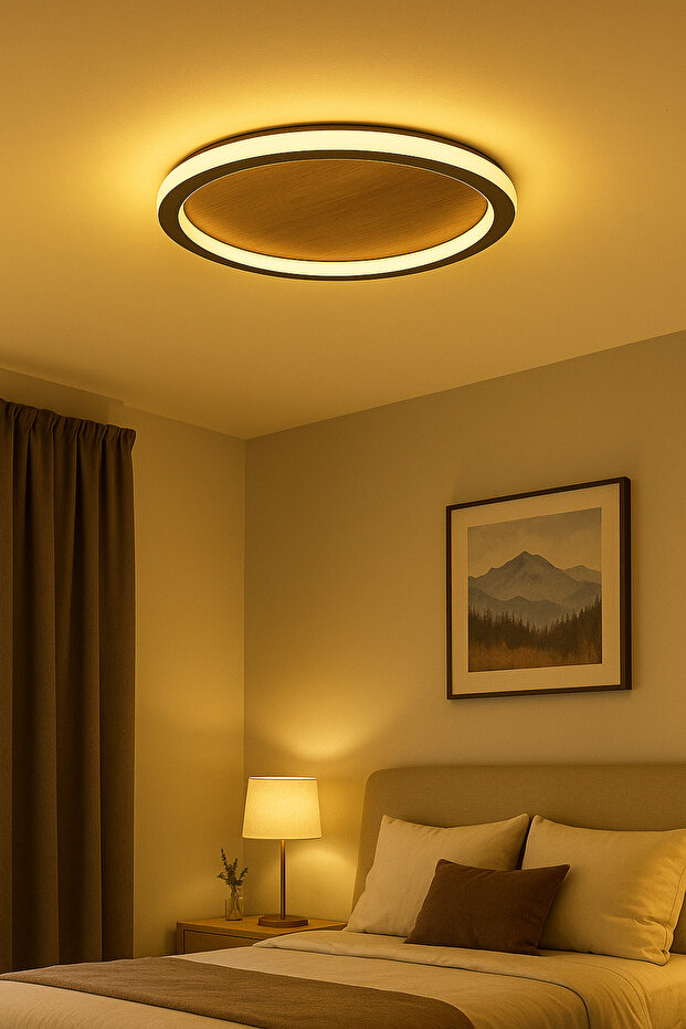 Plafonyer Led Avize Ahşap 60 Cm - 2