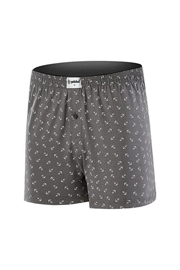 43 Men's Premium Series Anchor Patterned Cotton Combed Cotton Towel Waist Comfortable Buttoned Boxer
