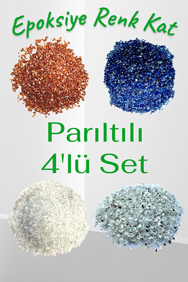 Epoksi Reçine Dekoratif Kırık Cam Seti 4x50gr Epoksi Beton Mum Süsleme Set v3 - 1