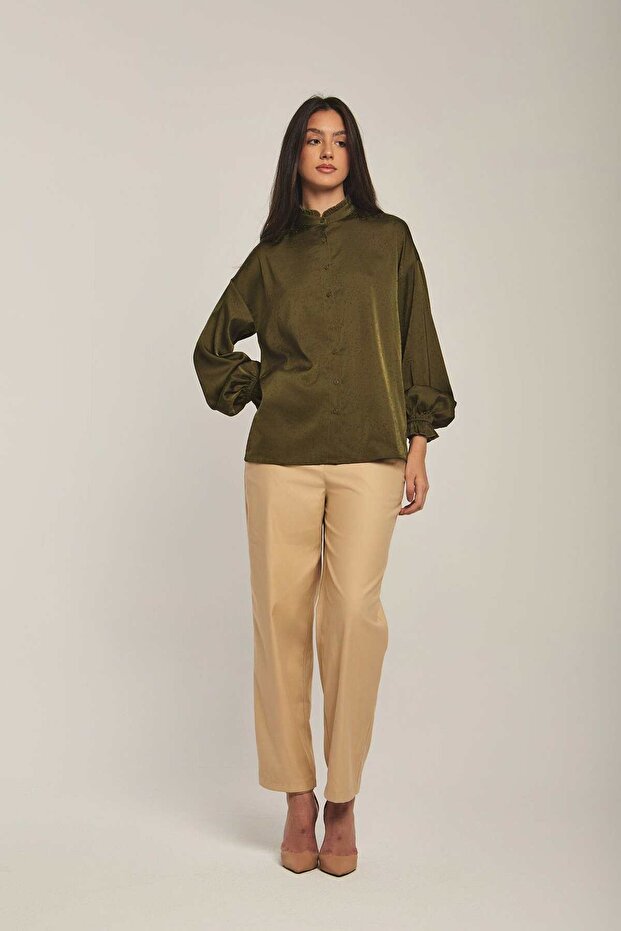 Solid Button-Front Shirt - 2